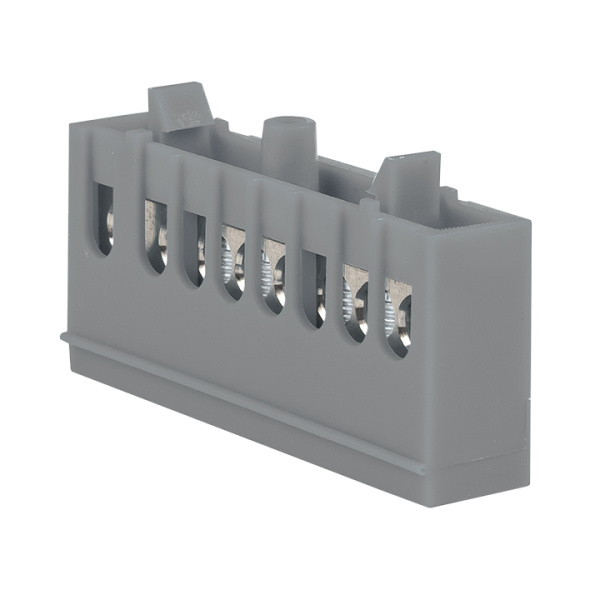 Шина "фаза" L (6х9мм) 8 отверстий латунь серый изолированный корпус на DIN-рейку PROxima EKF