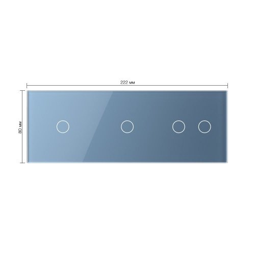 Панель для трех сенсорных выключателей, 4 клавиши (1+1+2), цвет синий, стекло Livolo фото 2