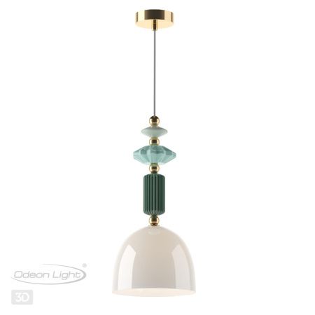 Подвес E14 1*40W CANDY золото/разноцветн./керамика/стекло D ODEON LIGHT