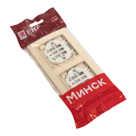 Минск Рамка 2-местная горизонтальная бежевый EKF