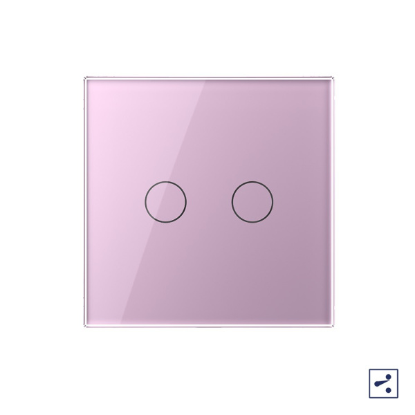 Сенсорный проходной выключатель 2 клавиши 1 пост Розовый Livolo