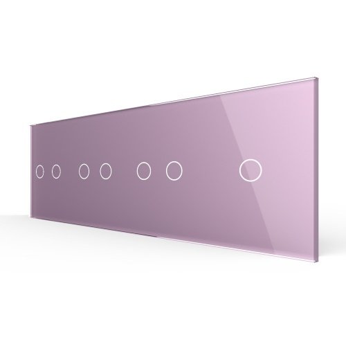 Панель для четырех сенсорных выключателей, 7 клавиш (2+2+2+1), цвет розовый, стекло Livolo