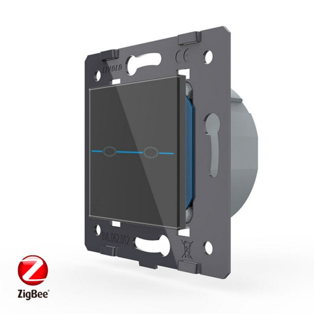Двухклавишный сенсорный выключатель ZigBee Quadro, цвет черный (мех.) Livolo