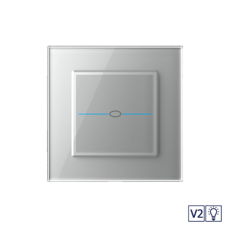 Сенсорный диммер Quadro версия 2, 1 клавиша 1 пост Серый Livolo