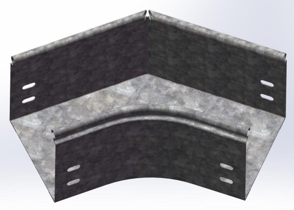 Угол плоский плавный 45 град. к лотку 300х100, толщ. 0,7 мм, Сендзимир цинк Ostec