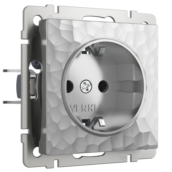 Hammer Механизм розетки без лицевой панели СУ 1 мест. с зазем. и шторками 16А серебряный IP20 Werkel