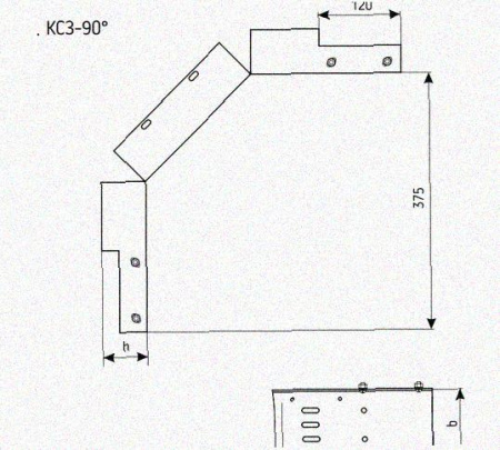 Лоток замковый перфорированный КСЗ 150х150-90 УХЛ1 для поворота трассы вниз на 90, горячее цинкование, S1,5