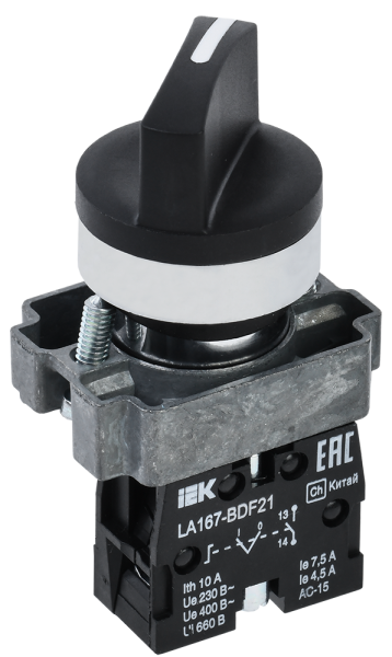 Переключатель LA167-BDF21 на 2 положения 1з черный IEK Переключатель LA167-BDF21 на 2 положения 1з черный IEK
