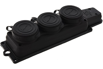 Колодка 3нг с з/к 16А IP44 черная (каучук) (15/60) Альфа 