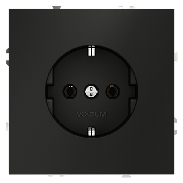 Розетка встраиваемая Voltum S70 с заземлением 16А, (черный матовый)