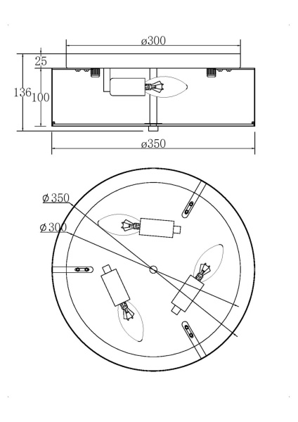Потолочный светильник 3*E14 40Вт Хром IP20 Ripple MOD096CL-03CH Maytoni