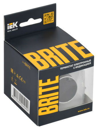 BRITE Термостат электронный с индикацией ТС10-1-БрА алюминий IEK IEK