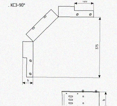 Лоток замковый перфорированный КСЗ 150х150-90 УХЛ1 для поворота трассы вниз на 90, горячее цинкование, S1,0