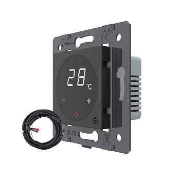 Терморегулятор пола 16А, сенсорное управление, датчик воздуха, датчик пола 5 м, Черный (мех.) Livolo