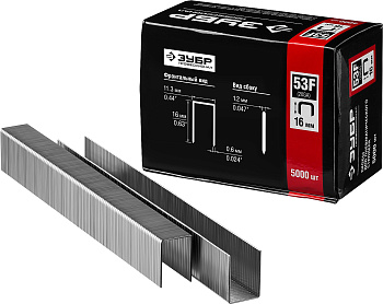16 мм скобы для степлера плоские тип 53F, 5000 шт ЗУБР