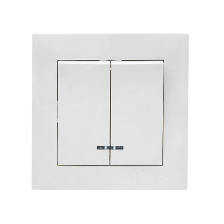 Валенсия Выключатель 2-кл, 10А белый с индикатором EKF