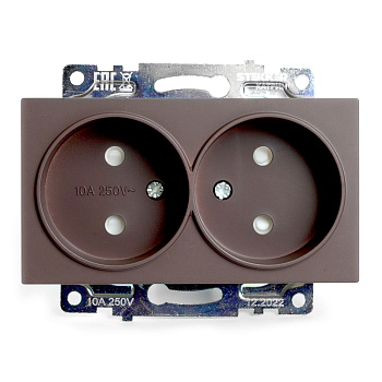Розетка 2-местная б/з (механизм), STEKKER GLS10-7113-04, 250V, 10А с защитной шторкой, серия Катрин, шоколад Розетка 2-местная б/з (механизм), STEKKER GLS10-7113-04, 250V, 10А с защитной шторкой, серия Катрин, шоколад