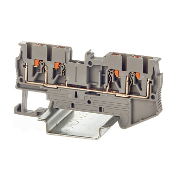 Клемма проходная, зажим push-in, 4 точки подключения, 2.5 кв.мм, серая DKC