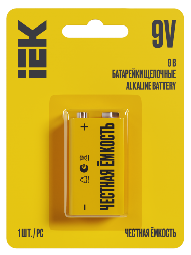 Элемент питания Alkaline 6LR61 9V (1шт/бл истер) щелочная IEK