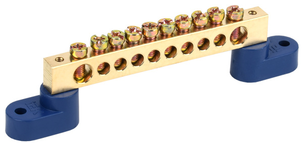 Шина N "ноль" на двух угловых изоляторах ШНИ-8х12-10-У2-С IEK