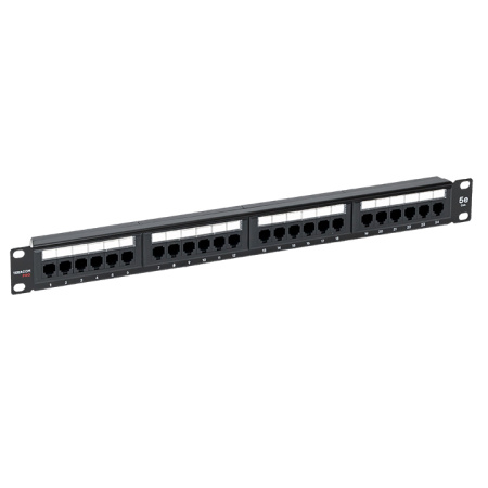 Патч-панель TERACOM PRO 19'' Cat,5E 1U неэкранированная UTP 24 порта RJ-45 Dual IDC с органайзером EKF