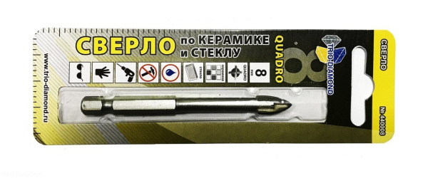 Сверло по керамике и стеклу квадро 8мм 440008 Trio-Diamond