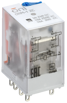 Реле интерфейсное ORM-1 2C 24В DC со светодиодом и тестовой кнопкой ONI