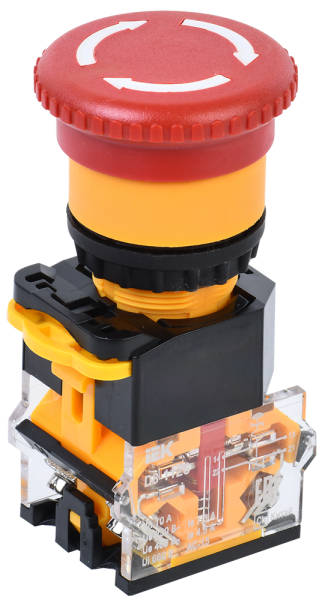 Кнопка D8-11ZS "Грибок" d=22мм 1з+1р поворотная с фиксацией красная IEK