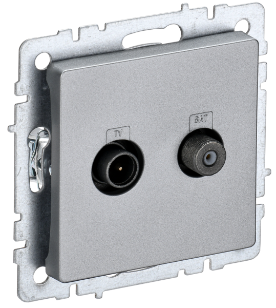 BRITE Розетка двойная TV+SAT РТВ/РСп12-БрА алюминий IEK