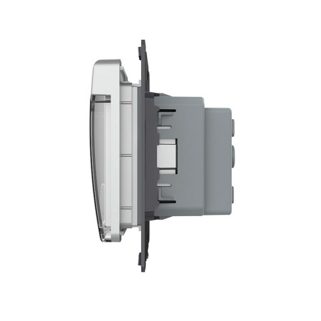 Розетка с заземлением защитными шторками водонепроницаемой крышкой серая (механизм) Livolo