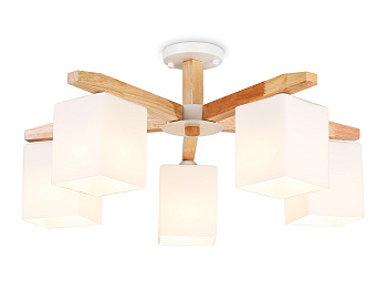 Подвесная люстра TR83118/5 WH/LW белый/светлое дерево E27/5 max 40W D700*325 Ambrella Light
