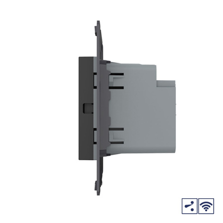 Двухклавишный проходной сенсорный выключатель Module с радиоупр., цвет черный (механизм) Livolo