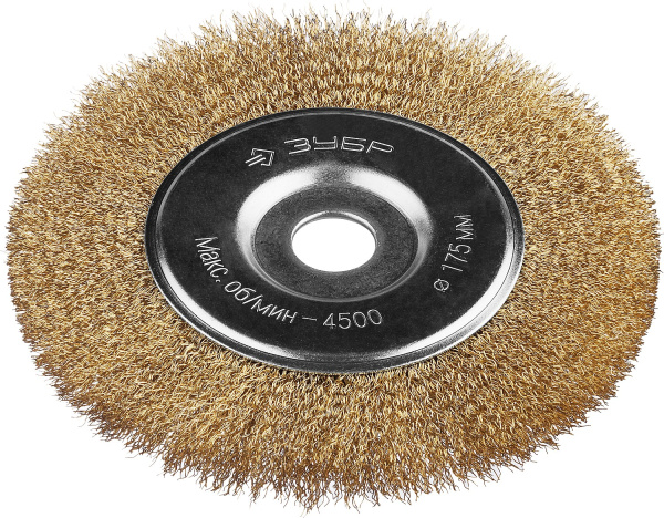 Профессионал. Щетка дисковая для УШМ, витая стальная латунированная проволока 0,3мм, 175х22мм ЗУБР