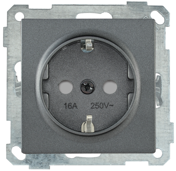 Розетка РС14-1-0-Б с з/з с защитной шторкой 16А BOLERO антрацит IEK Розетка РС14-1-0-Б с з/з с защитной шторкой 16А BOLERO антрацит IEK