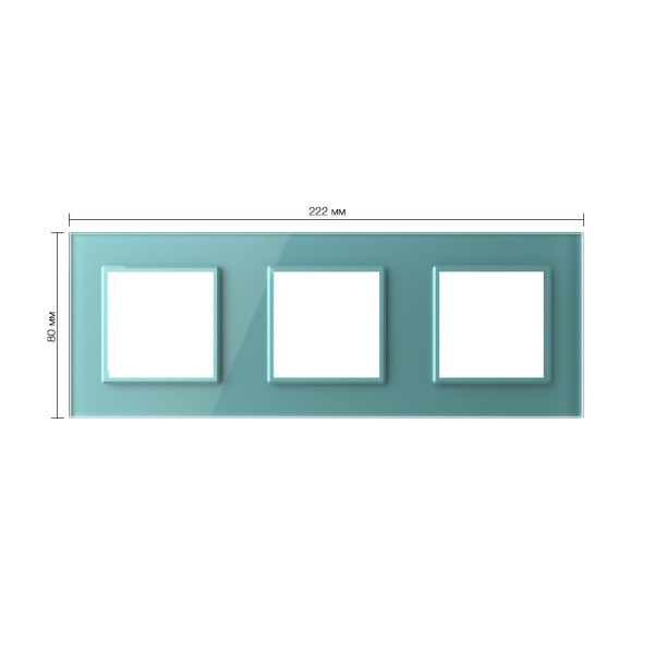 Рамка для розетки 3 поста, цвет зеленый, стекло Livolo