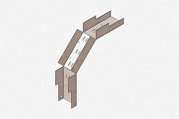 Лоток замковый глухой КСЗГ 100х50-90 УТ1,5 для поворота трассы вниз на 90, оцинкованный лист, S0,8