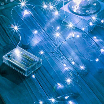 Гирлянда Роса 50 led IP65 на батарейках 5 метров 6500К Бел.холодный Giant4