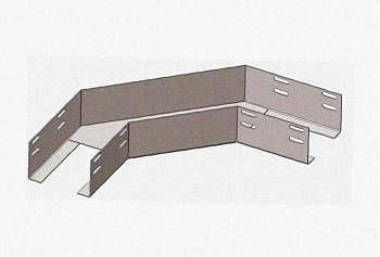Лоток угловой перфорированный КГ 150х65-90 УХЛ1, поворот на 90, горячее цинкование, S1,5