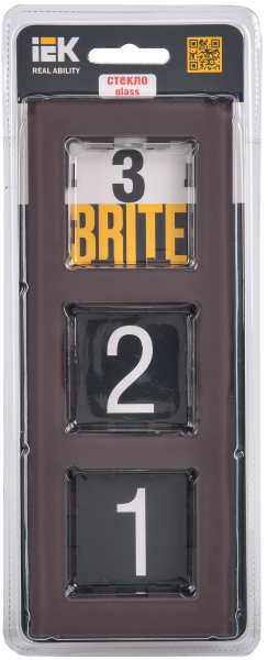 BRITE Рамка 3-мест. РУ-3-2-БрТБ стекло бр. IEK
