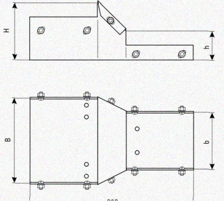 Лоток переходной замковый ЛПЗ 100х50-50х50 УТ1,5, горячее цинкование, S1,5
