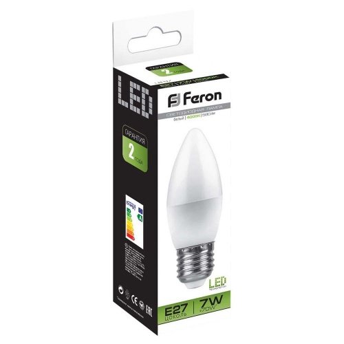 Лампа светодиодная Feron LB-97 Свеча E27 7W 4000K фото 2