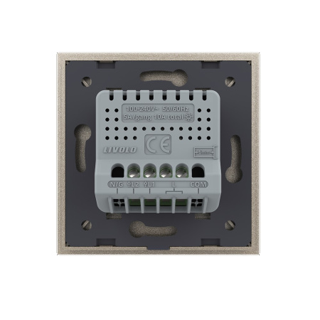 Двухклавишный сенсорный выключатель 1 пост, цвет шампань Livolo