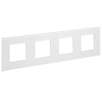 SKANDY Рамка 4-местная SK-F24W стекло арктический белый IEK