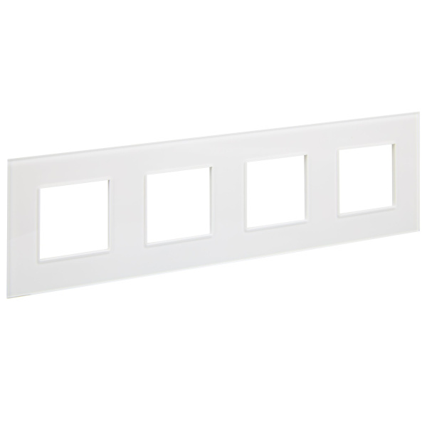 SKANDY Рамка 4-местная SK-F24W стекло арктический белый IEK