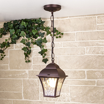 Уличный подвесной светильник 1*E27 шоколад IP33 Apus H (a043114) Elektrostandard