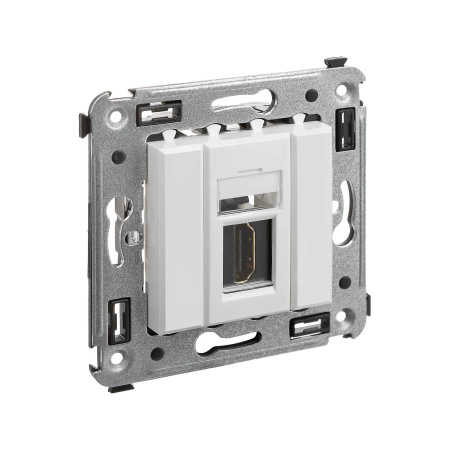 HDMI розетка одинарная в стену, тип А-А, "Avanti", "Белое облако" DKC