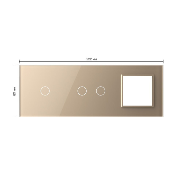 Панель тройная: 1 выключатель + 2 выключателя + 1 розетка Золотая Livolo