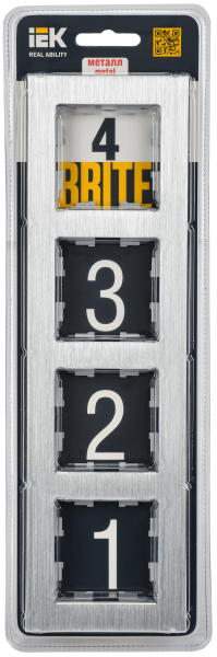 BRITE Рамка 4-мест. РУ-4-1-БрА металл алюм. IEK