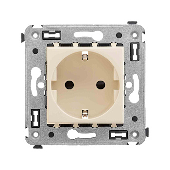 Розетка в стену, 2P+E, с з/ш, "Avanti", "Ванильная дымка" DKC
