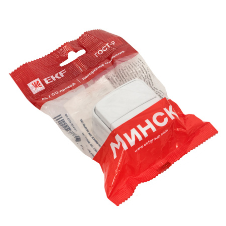 Минск Выключатель 2-клавишный ОП 10А белый Basic EKF